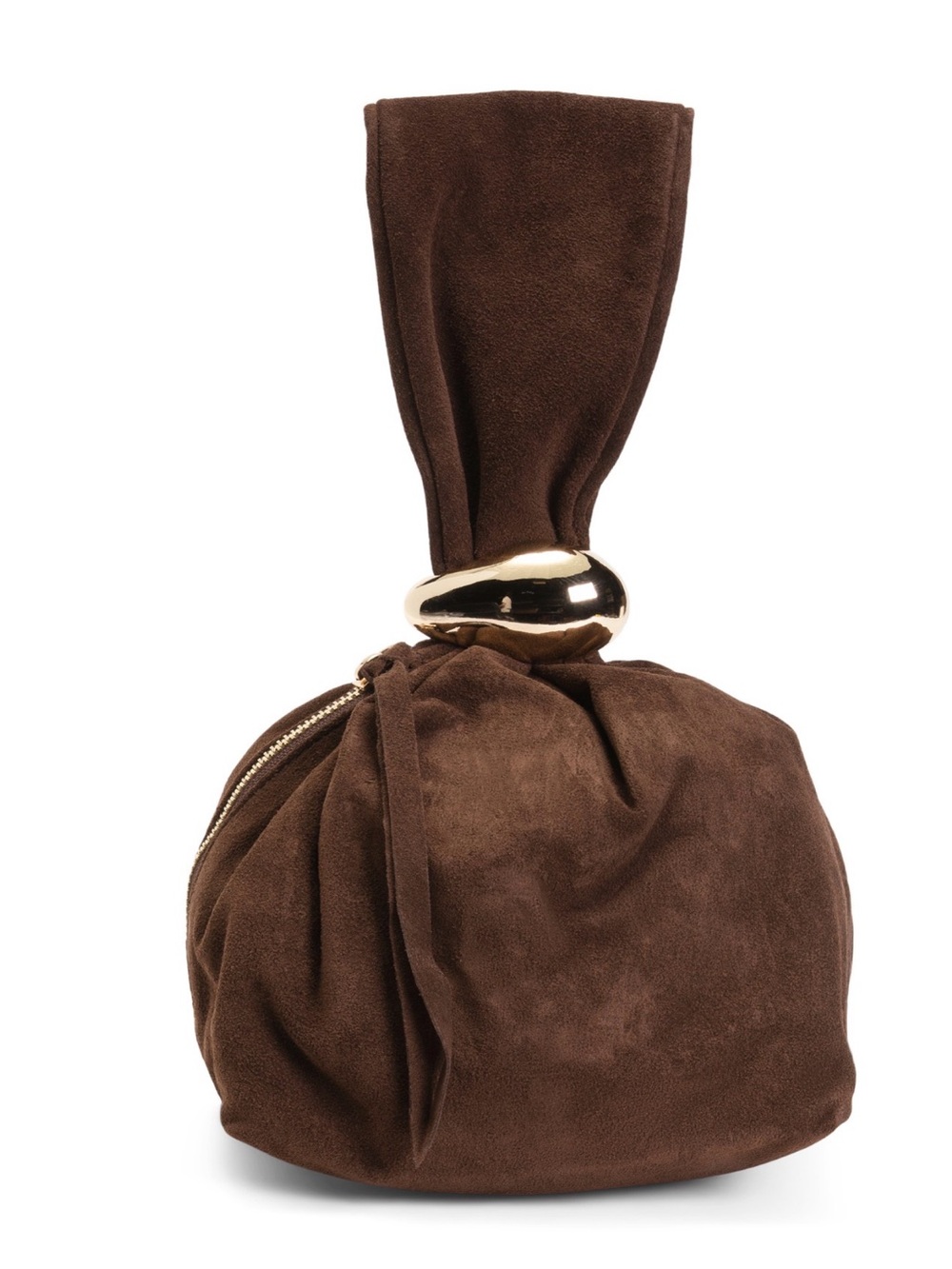Brown Suede Knot Wristlet Bag